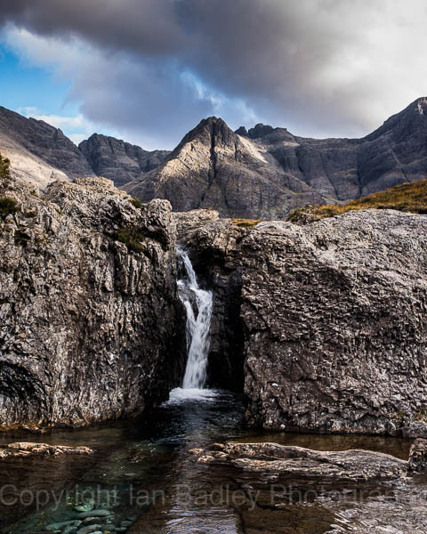 Waterfall and Cuillin Hills, Isle of Skye, Scotland