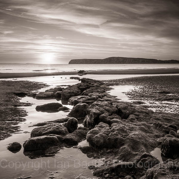 Sunset and rocks over Compton Bay, Isle of Wight, France