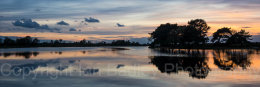 Cloud reflections in Hatchet Pond, Beaulieu, New Forest National Park, Hampshire, England