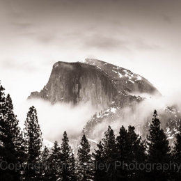 Half Dome shrouded in mist, Yosemite National Park, California, USA