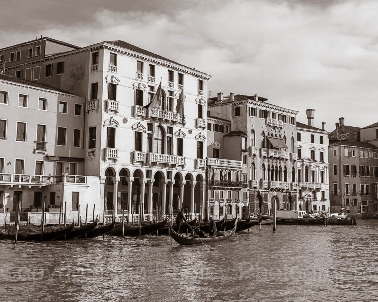 Italy, Venice, Gondola passing by