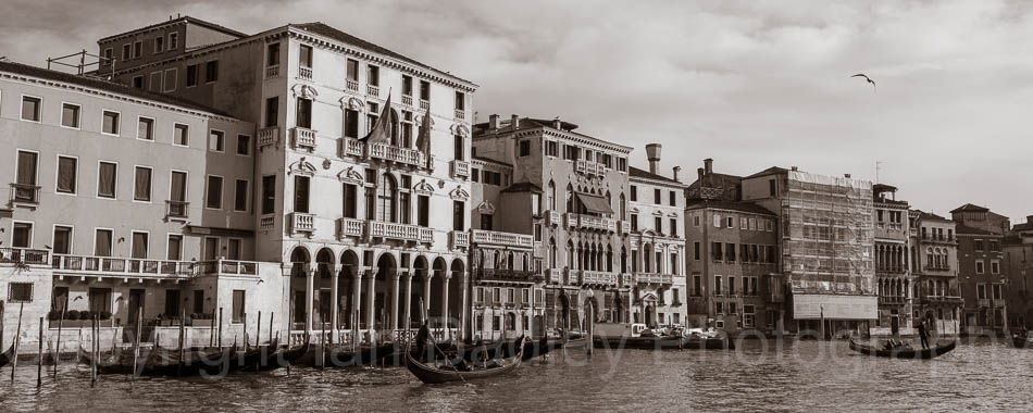 Italy, Venice, Gondola passing by