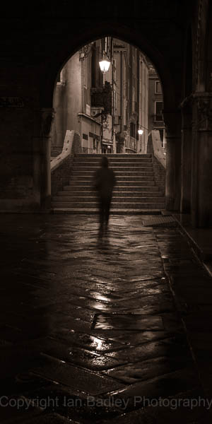 Stranger in Venice at night, Italy