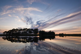 6516c - Wierd cloud formation reflections at sunset at Hatchet Pond, Beaulieu, New Forest National Park, Hampshire, England