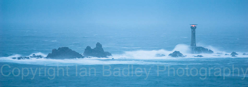 Longships lighthouse off Land's End, Cornwall, England