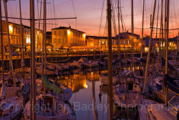 Dusk over the yacht basin of St Martin, Il de Re, France