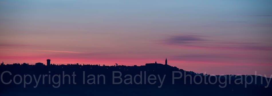 Before dawn over Pienza, Tuscany, Italy