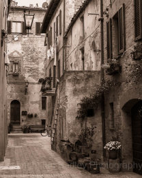 Street scene in Orcia, Tuscany, Italy