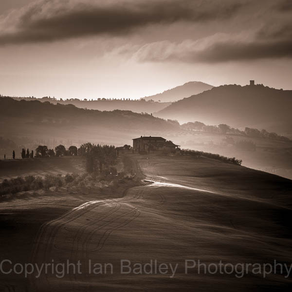 View over UNESCO Val D'orcia with cypress trees, Tuscany, Italy