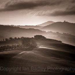 View over UNESCO Val D'orcia with cypress trees, Tuscany, Italy