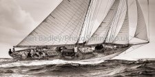 Classic yacht on the waves