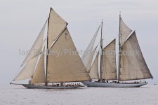 Two classic yachts drifting