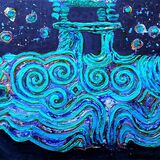 Metallic Blue Newgrange Entrance Stone