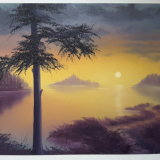'Tequila Sunrise' This painting was inspired while sipping cocktails at our favourite little beach bar in Majorca. As we relaxed on the terrace, the introduction of some background music to accompany our cocktails, the song was Tequila Sunrise by the Eagles. With the ambience set for a lovely relaxing afternoon and evening, we soaked up the sun and watched the boats and yachts sail by. Even though we drank Pina Colada's and San Francisco's, I thought Tequila Sunrise was the perfect title for this painting. After all, it was the track that played at the bar, the painting is of a sunrise scene, and the colours used are similar to that of a Tequila Sunrise cocktail. Cherished memories of time spent with loved ones.