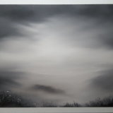 'Ghostly Grey' Inspired by tales of haunted Northumberland. An eerie foggy coastal scene, where the spirit of the 'Grey Lady' roams. Painted monochrome for mood.
