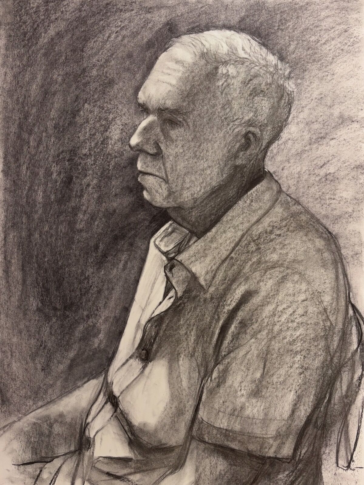 Large charcoal portrait drawing