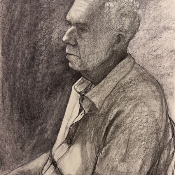 Large charcoal portrait drawing