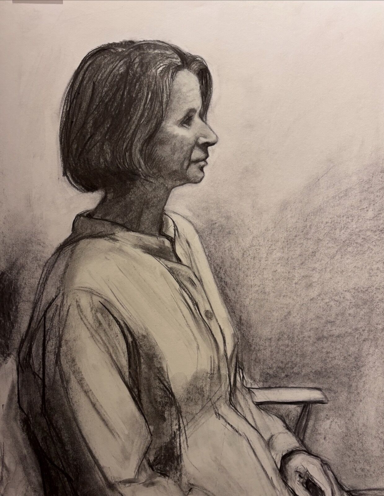 Large charcoal portrait drawing