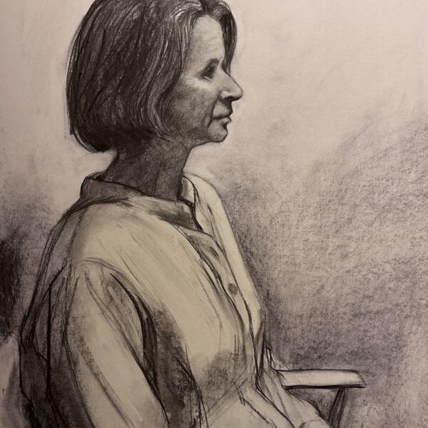 Large charcoal portrait drawing