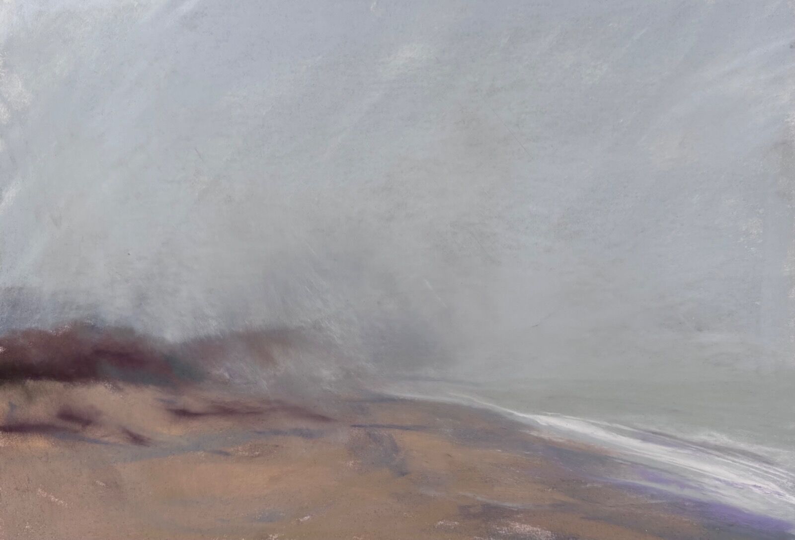 Covehithe Beach looking North on a very misty drizzly day in March
