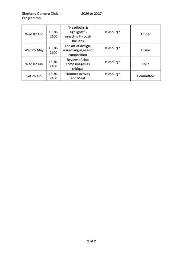 Programme 2026-27 2