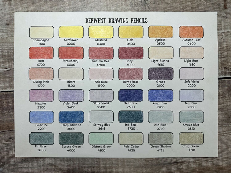 Derwent Drawing Pencils Colour Chart 1