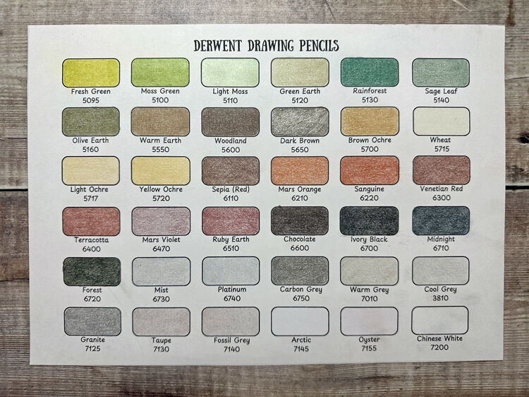 Derwent Drawing Pencils Colour Chart 2