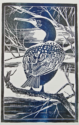 Cormorant Woodblock