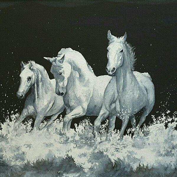 "White Horses" in watercolour