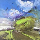 ‘Where the birds sing, the kestrel sits and the winds blow’, acrylics on canvas board, 12”x12”