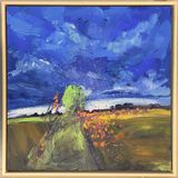 ‘Along the footpath from Cow Bridge towards Butlers field where the crows fly over’, acrylics on canvas, 60cm square