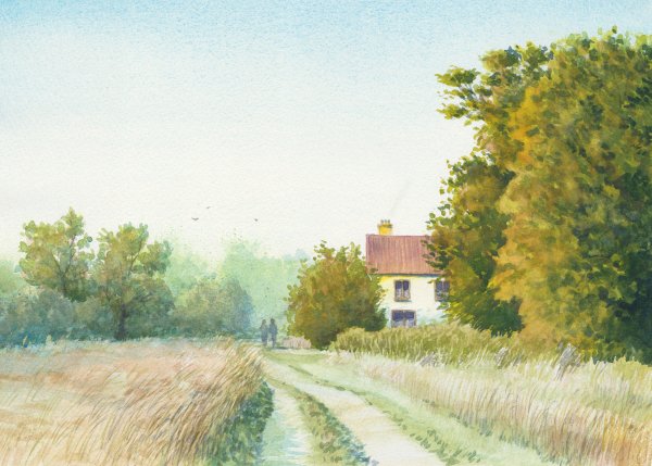 Late October Evening, Watercolour on paper, A4