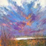 11 Sitting and waiting, not long now and it shall be Contemporary mixed media painting of the fens of East Anglia