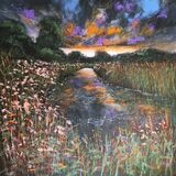 18 When the storms pass, the light shines brighter Contemporary mixed media painting of the fens of East Anglia