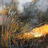 1 We wonder what might be, when just here is all there is No.1 Contemporary mixed media painting of the fens of East Anglia