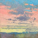 21 Spring rain, time to go home Contemporary mixed media painting of the fens of East Anglia