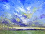 22 Spending the time we have just sitting here, watching Contemporary oil painting of the fens of East Anglia