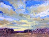 23 From where I'm standing, I'd say its been a good day Contemporary mixed media painting of the fens of East Anglia