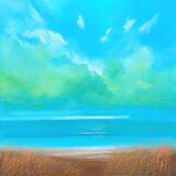 24 It's a while before the rain arrives, so sit and enjoy the peace Contemporary mixed media painting of the north Norfolk coast