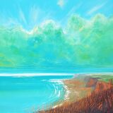 25 Left my soul here, down by the sea Contemporary mixed media painting of the north Norfolk coast