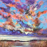 26 When the day begins, the birds wake, the breeze reminds us of the season Contemporary mixed media painting of the north Norfolk coast