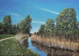 Down by the lode at Wicken, Oils on board, 14"x10", SOLD