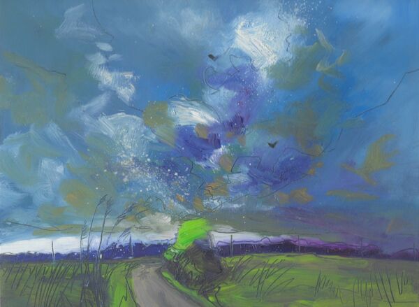 Contemporary oil painting of the fens of East Anglia