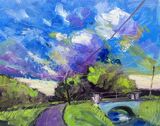 5 The wind cuts you in half down by Cow Bridge but it doesn't put off the crows Contemporary oil painting of the fens of East Anglia