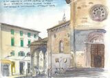 A hot morning in Orvieto; sitting in Piazza Della Republica looking towards Chiese Sant Andrea E Sotterranei, 10th August 2019