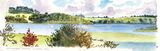 Carsington Water sketch, watercolour in moleskine sketchbook