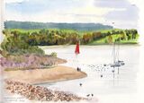 Carsington Water, watercolour in moleskine sketchbook