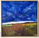 ‘Along the footpath from Cow Bridge towards Butlers field where the crows fly over’, acrylics on canvas, 60cm square