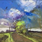 ‘Where the birds sing, the kestrel sits and the winds blow’, acrylics on canvas board, 12”x12”