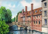 Mathematical Bridge Queens College, watercolour, A4 size